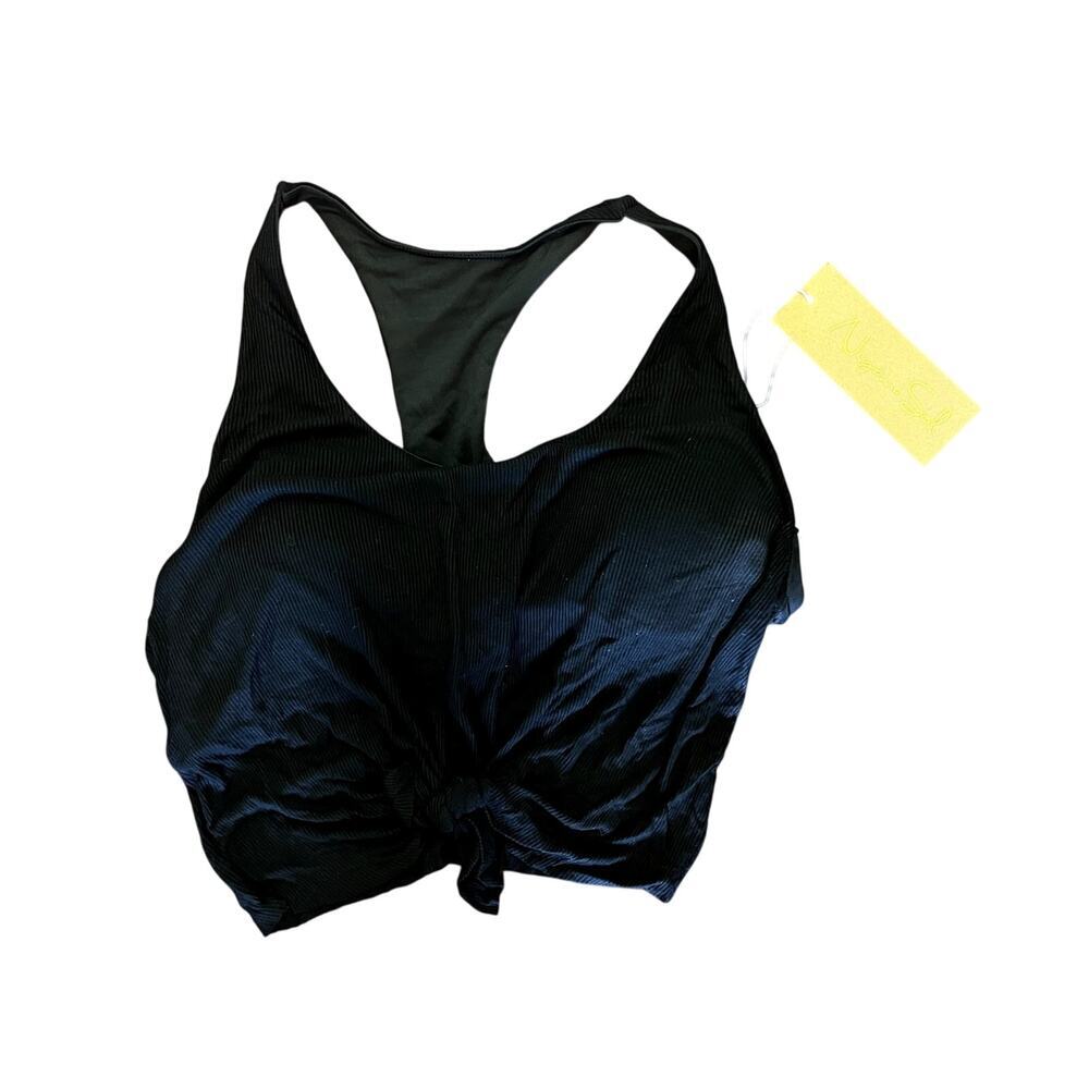 NWT Niyama Sol Tie tank bra black crop top with built in bra Noir sz L/XL yoga